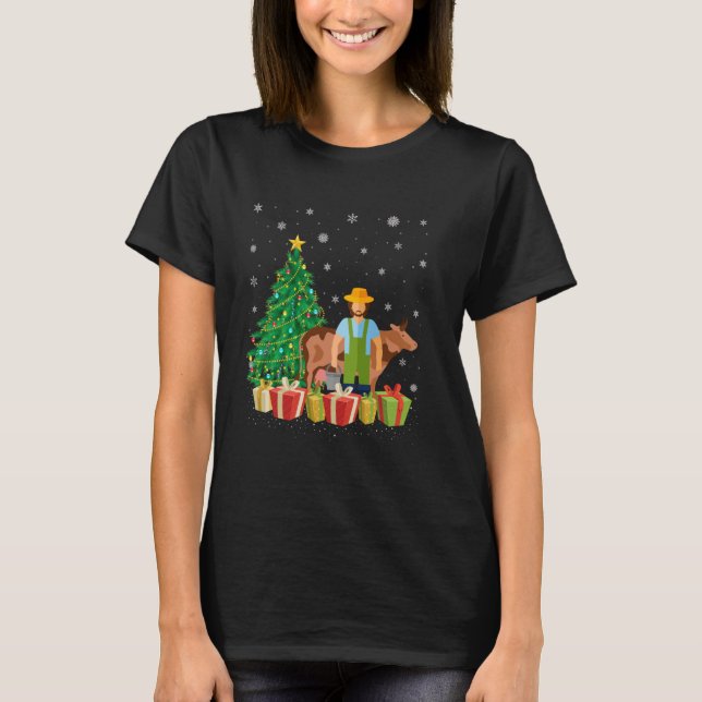 Camiseta Zookeeper Xmas Tree Lighting Santa Hat Zookeeper C (Frente)