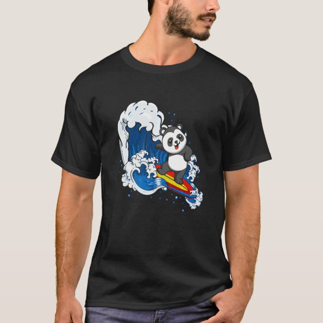 Camiseta Zookeeping Surfing Wildlife Animal Panda Bear Surf (Frente)