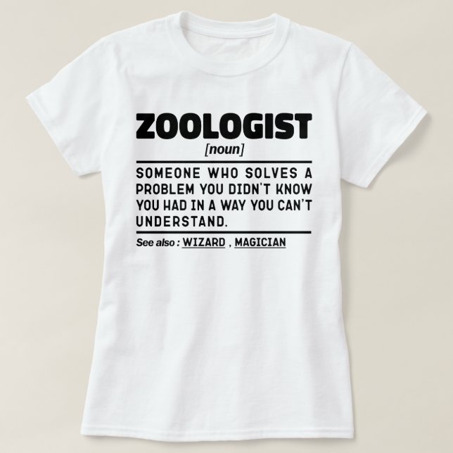 Camiseta Zoólogo Noun Deffinition Animal Care Scientista (Frente do Design)