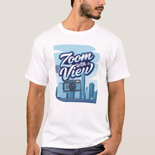 Camiseta Zoom With a View Camera Cityscape T-Shirt Design  (Frente)
