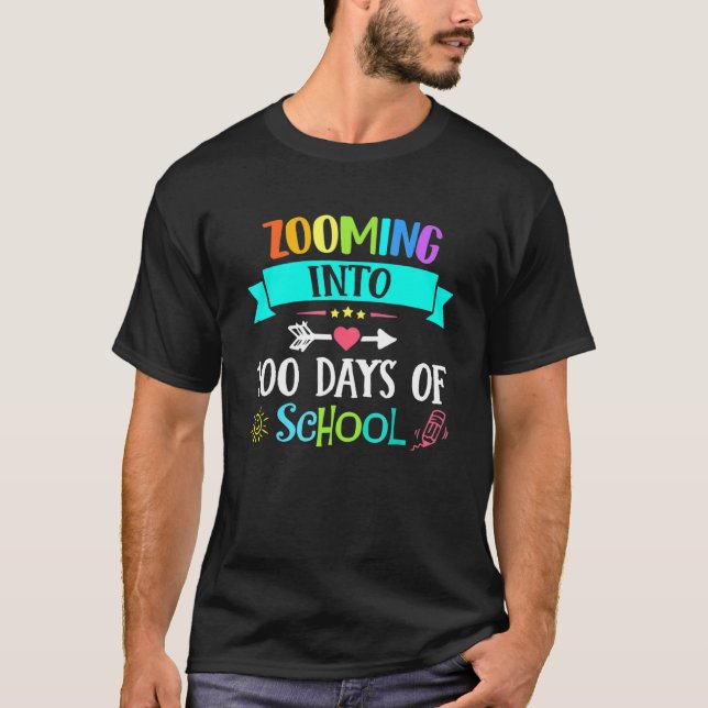 Camiseta Zooming Into 100 Days Of School Teacher Kids (Frente)