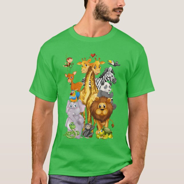 Camiseta Zoorip Animais de Zoológico Fofos retrô (Frente)