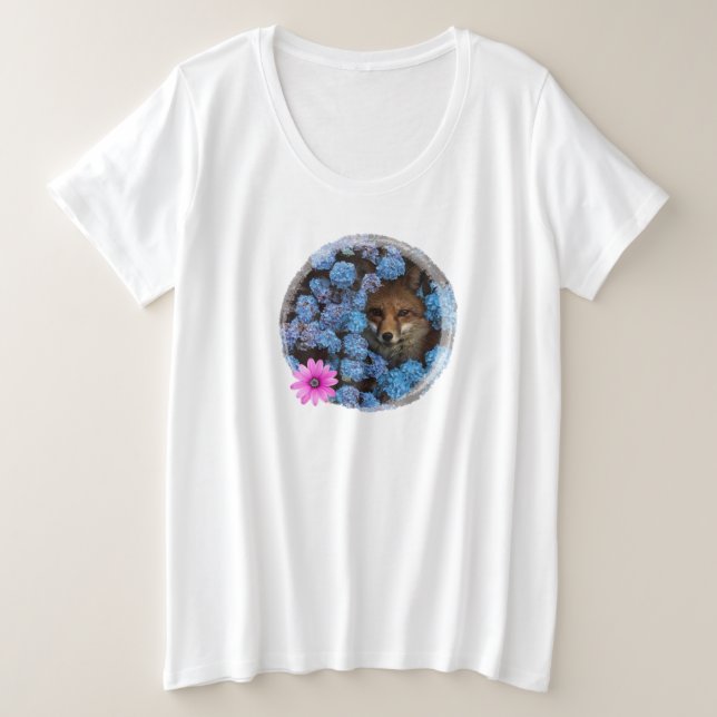 Camiseta Zorro entre flores (Frente do Design)
