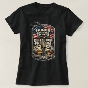 Camiseta ZOYNK EUA Patriótico Defenda Nossas Placas de Iden