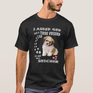Camiseta Zuchon Dog Mãe Costume, Shih Tzu-Bichon Mix Pup Cu