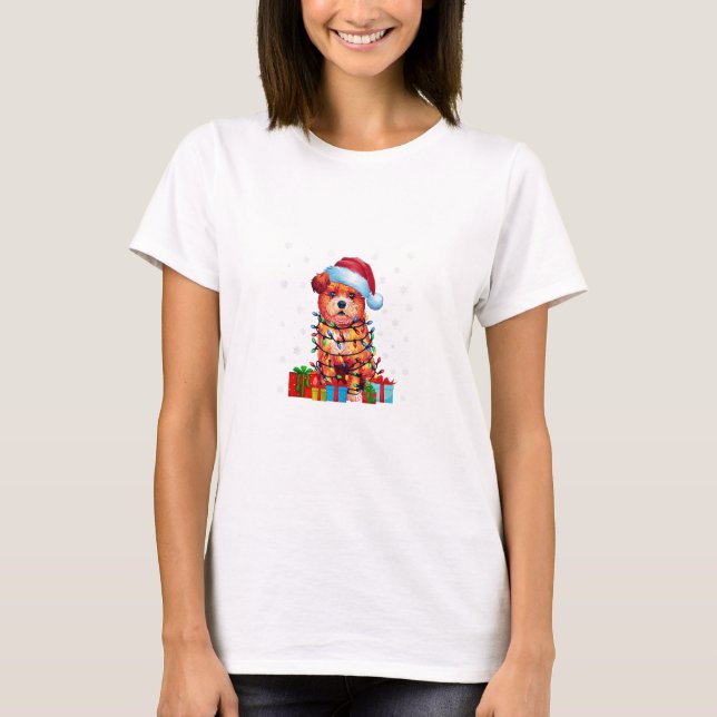 Camiseta Zuchon Dog Ugly Xmas Lights Santa Hat Zuchon Dog C (Frente)