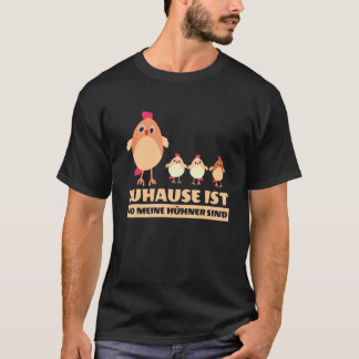 Camiseta Zuhause é o meu colega Hühner pecou Fashion Mulher