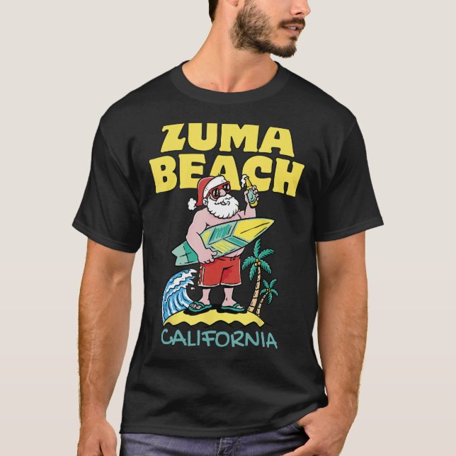 Camiseta ZUMA BEACH CALIFÓRNIA Papais noeis de Natal (Frente)