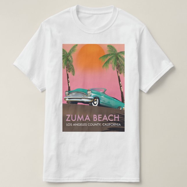 Camiseta Zuma Beach Los Angeles County California (Frente do Design)