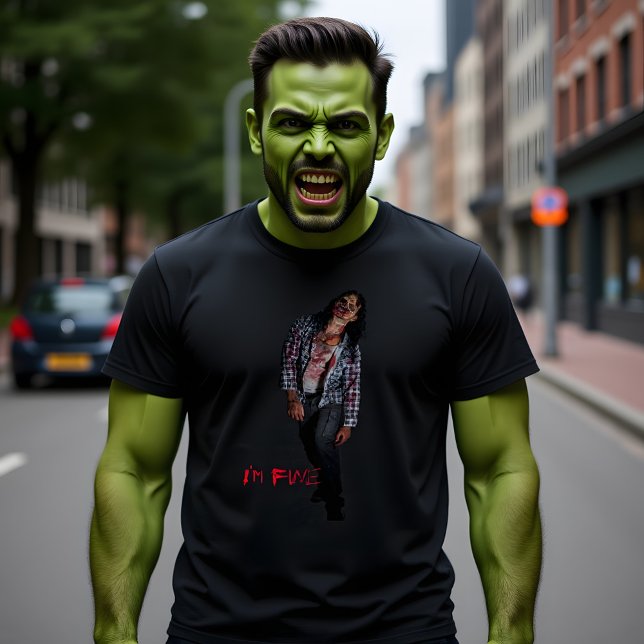 Camiseta Zumbi com citação "Estou bem" (Criador carregado)