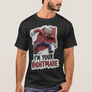 Camiseta Zumbi de desenho animado assustador com texto de p