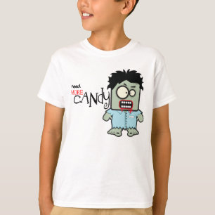 Camiseta Zumbi Engraçado Precisa de Doces Halloween