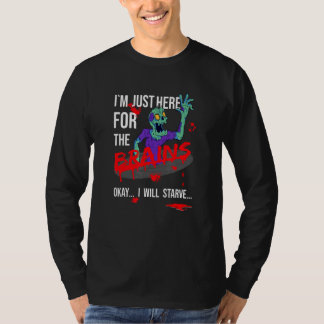 Camiseta Zumbi, estou aqui apenas pelos miolos de Halloween