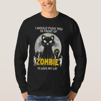 Camiseta Zumbi Para Salvar Meu Gato No Halloween