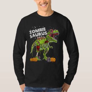 Camiseta Zumbi Saurus Halloween Crianças Dinossauro rex