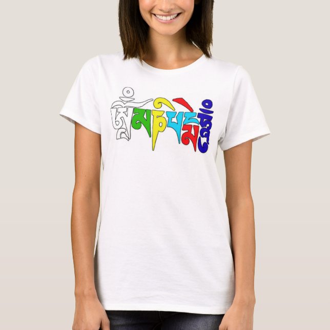 Camiseta zumbido do padme do OM mani (Frente)