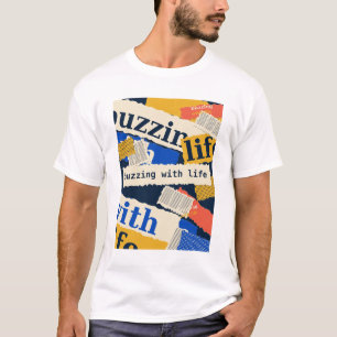 Camiseta Zumbindo com Tipografia Retro Colagem Vida