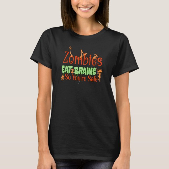 Camiseta zumbis amam cérebros Zombies comem cérebro então v (Frente)