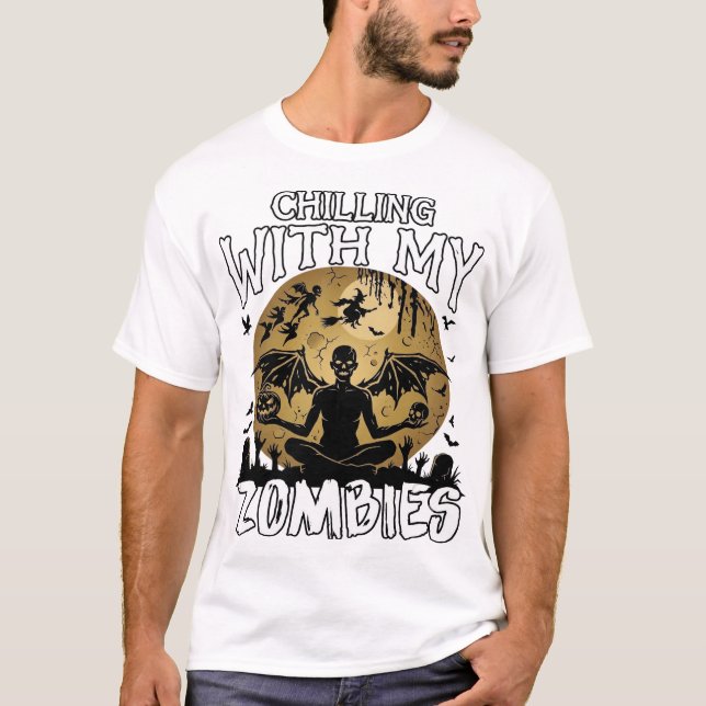 Camiseta Zumbis Assustadores Demônio Alado Dia das Bruxas T (Frente)