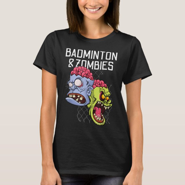 Camiseta Zumbis de Badminton Jogo Divertido de Esportes Raq (Frente)