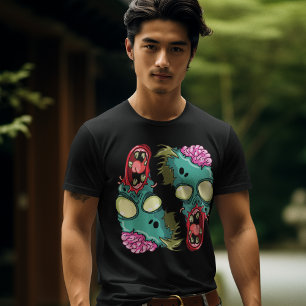Camiseta Zumbis Negros Coloridos com Cérebros Expostos Lega
