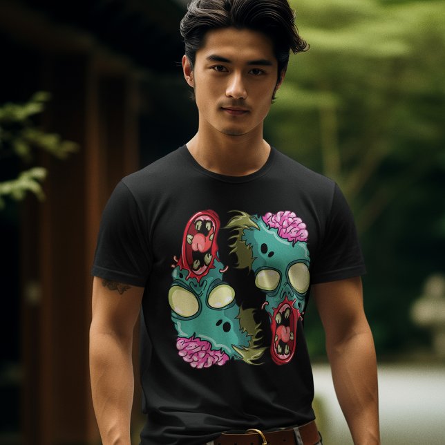 Camiseta Zumbis Negros Coloridos com Cérebros Expostos Lega (Criador carregado)