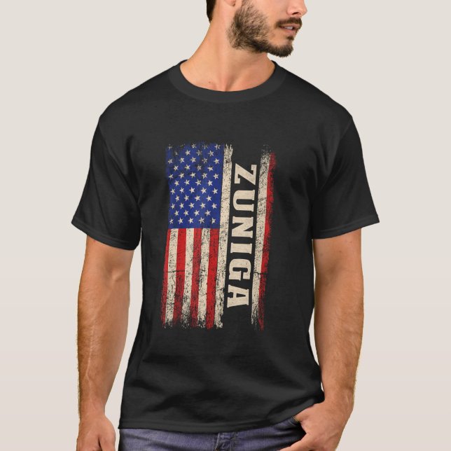 Camiseta ZUNIGA Last Name Shirt ZUNIGA Name American Flag (Frente)