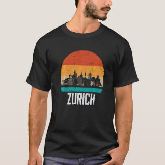 Camiseta Zurich Switzerland Retro Vintage Sunset Skyline Zu