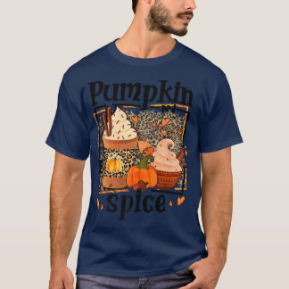 Camiseta ZyVb Leopard Pumpkin Spice Queda Autumn Pumpkin Th