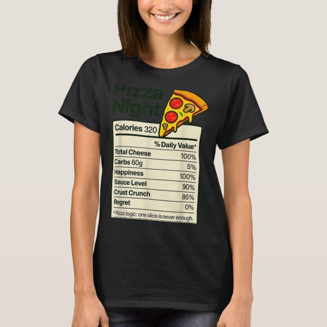 Camiseta Zza Lover Night Funny Nutrition Facts Costume For  (Frente)