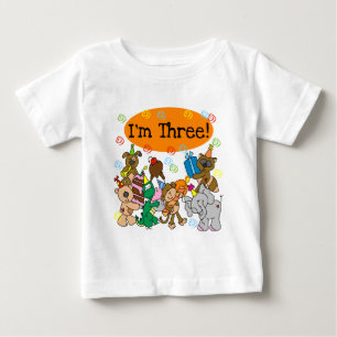 Camisetas aniversário de 3 anos de animais de fest