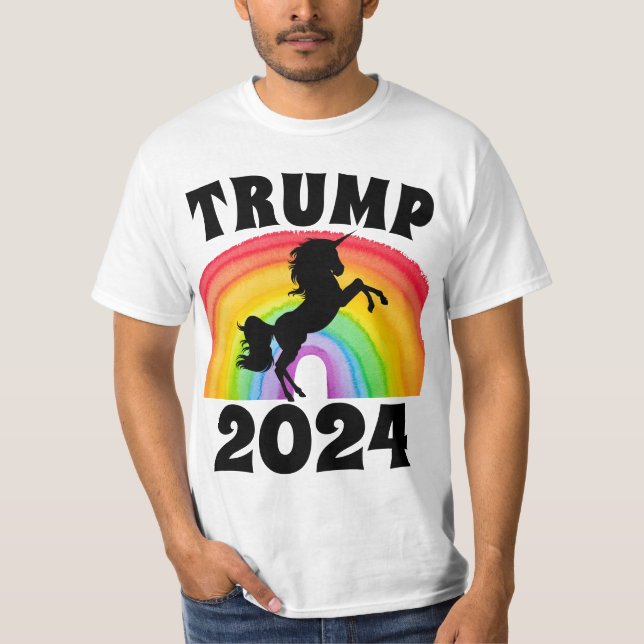 CAMISETAS ARCO-ÍRIS UNICÓRNIO TRUMP 2024 (Frente)