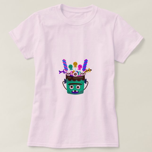 Camisetas Balde Doce e Assustador do Monstro (Frente do Design)