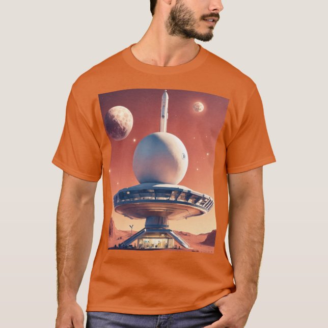 Camisetas Base da Lua Retro-Futurística - Eterno 1 (Frente)