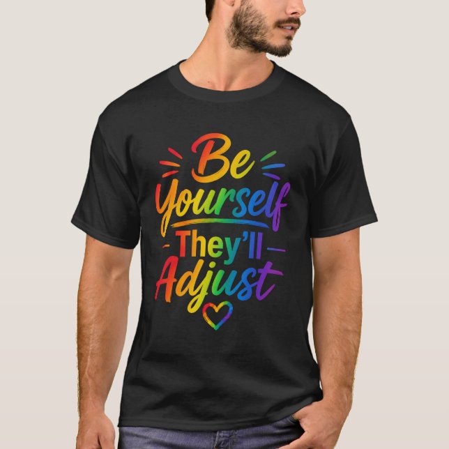 Camisetas Be Yourself Bandeira Arco-Íris (Frente)