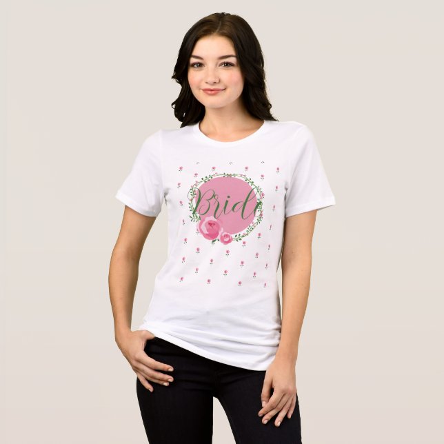Camisetas Brancas Florais para Noiva para Chá de N (Frente Completa)