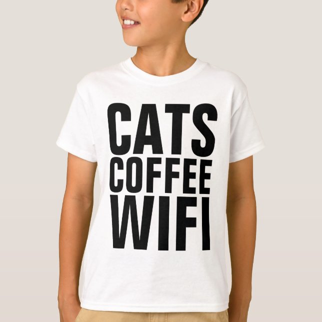 Camisetas CAT, GATS, CAFÉ DE GATOS, WIFI (Frente)