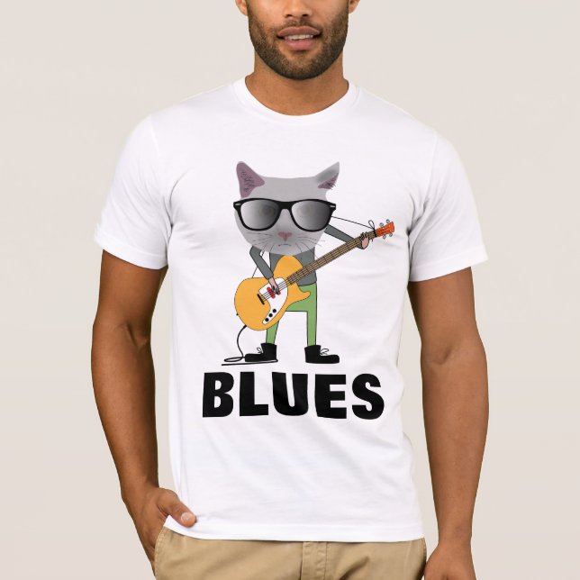 Camisetas CAT PLAYS BLUES GUITAR (Frente)