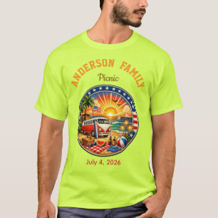 Camisetas coloridas para festa familiar