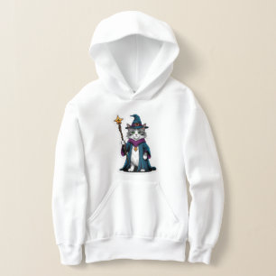 Camisetas com capuz Mini feiticeira gato com cajad