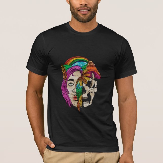 Camisetas com Estampas de Caveira Modernas para Am (Frente)