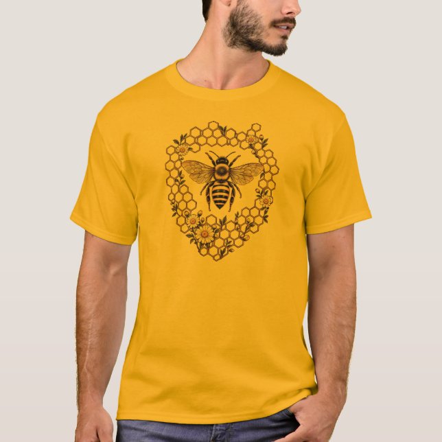 Camisetas Combinando Abelha e Favo de Mel com Marg (Frente)