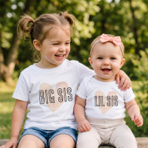 Camisetas Combinando Família Irmãzinha Coração Ros