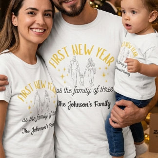Camisetas Combinando Primeiro Ano Novo Família de 