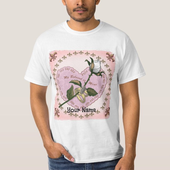 Camisetas coração de rosa querida (Frente)