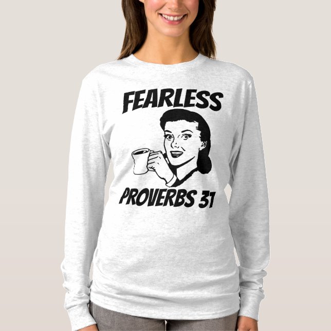 CAMISETAS CRISTÃS MULHER PROVÉRBIOS 31 SEM MEDO (Frente)