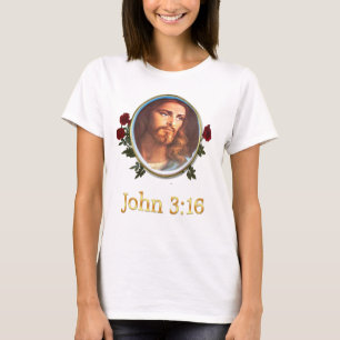 Camisetas cristãs para mulheres John 3:16