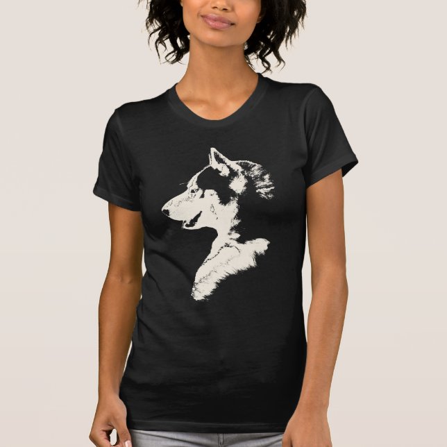 Camisetas da arte do rouco/lobo das mulheres (Frente)