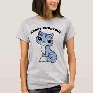 CAMISETAS DE ADOÇÃO DE GATOS, ADOTE AMOR PURO