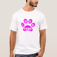 Camisetas de amor em patas cor-de-rosa